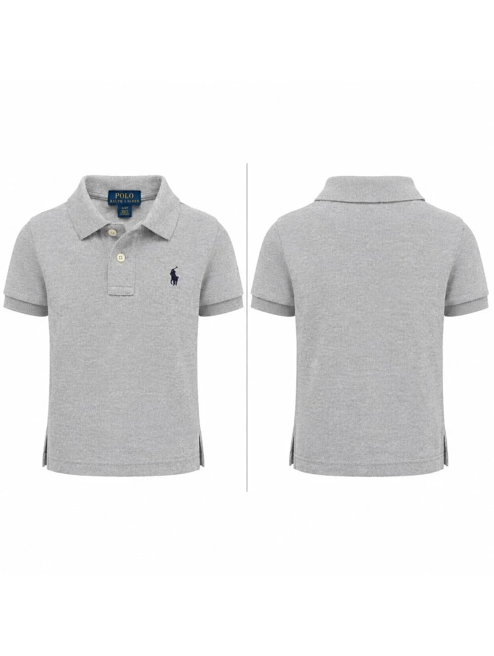 polo ralph lauren Kid Shirt Polo Classic Embroidered Gray  Navy Pony Logo Sz 4 T